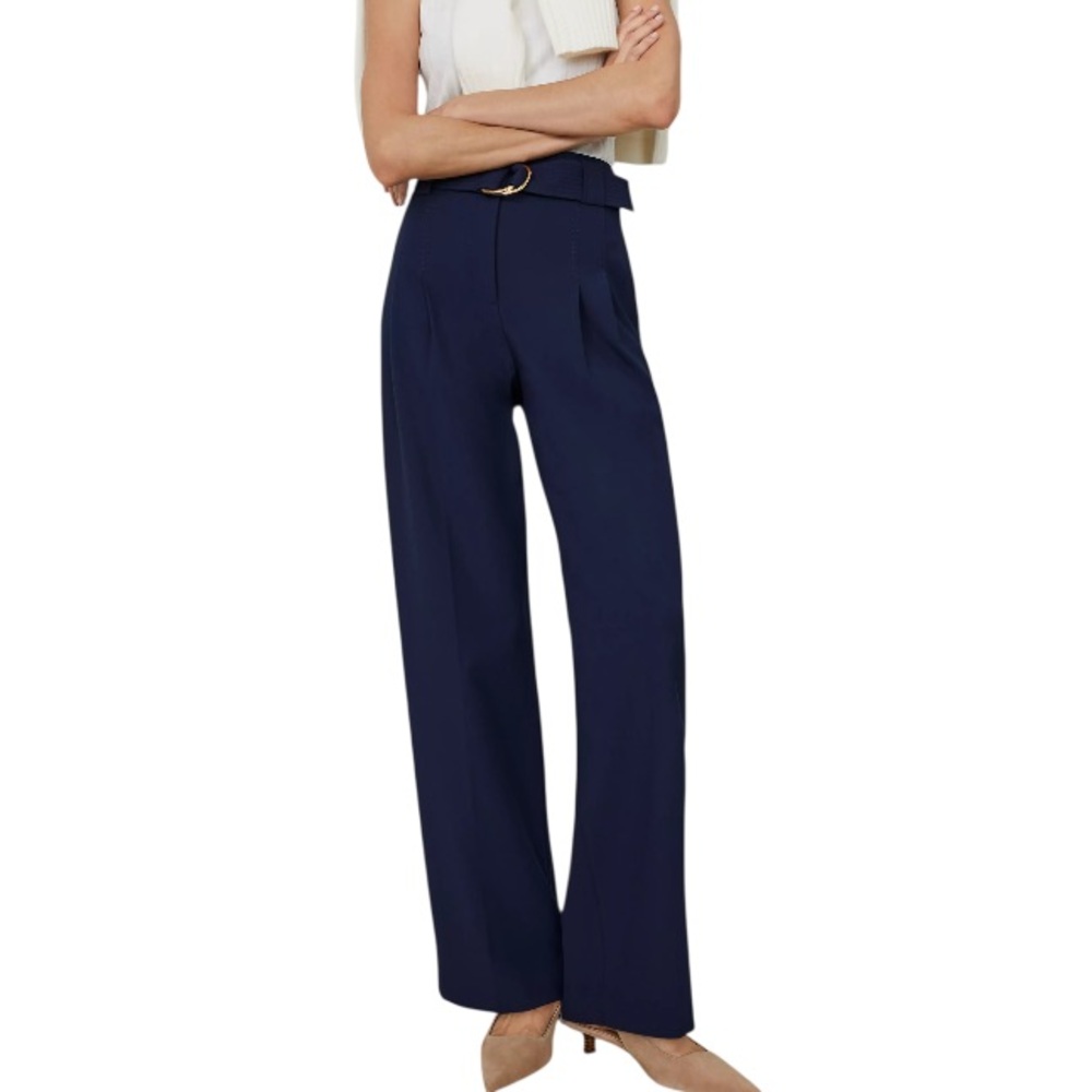 Ann Taylor Belted Straight Leg Pants